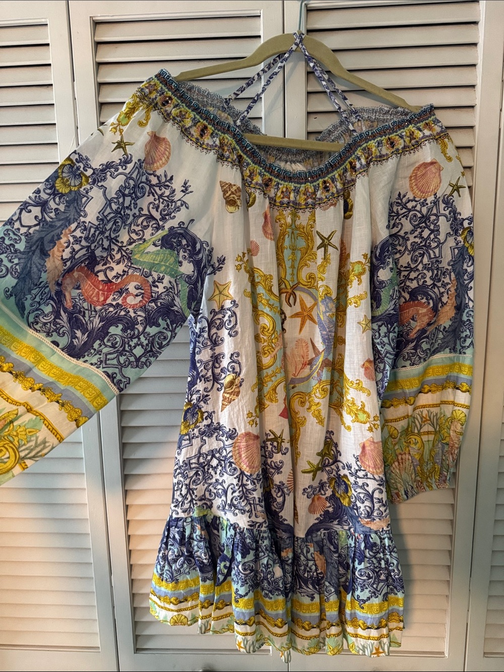 NWT Camilla Multicolor Off-Shoulder Nautical Print off the shoulder Dress